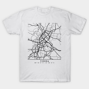 VIENNA AUSTRIA BLACK CITY STREET MAP ART T-Shirt